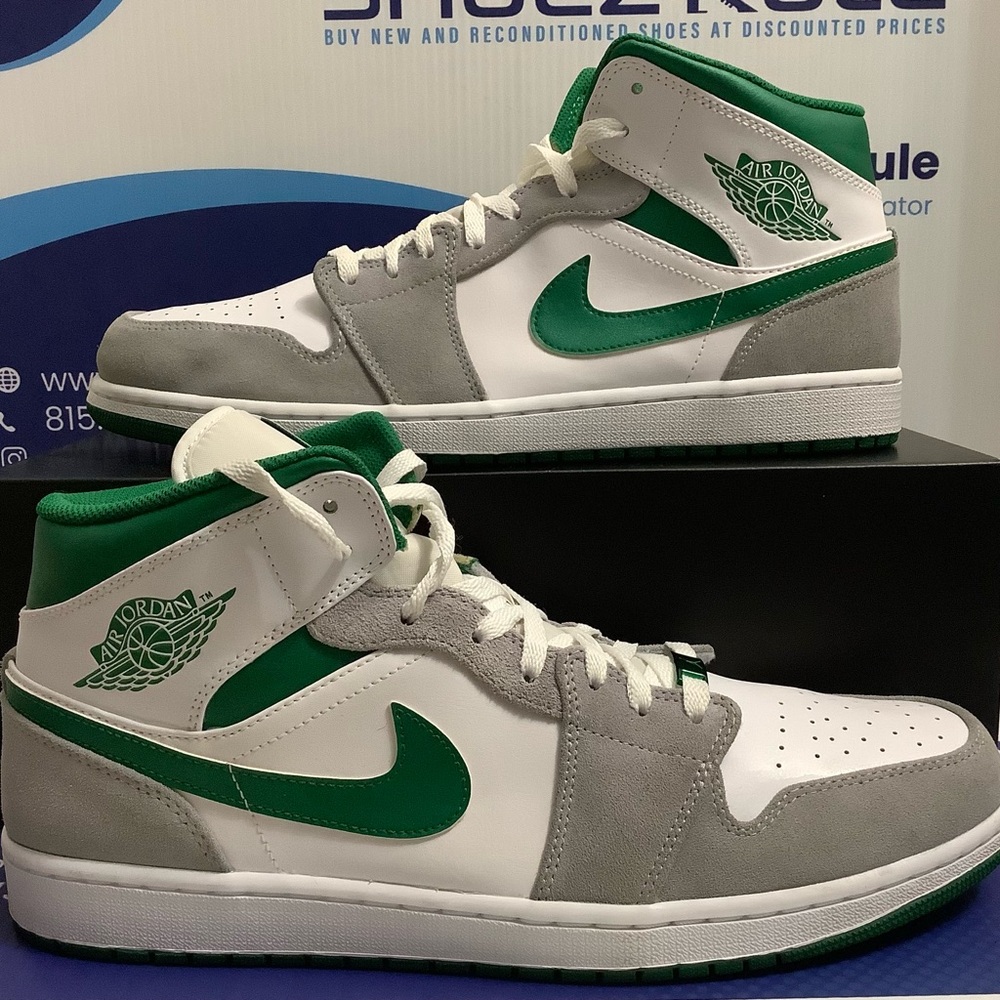 Air Jordan 1 Mid Grey Pine Green Men’s Size 14